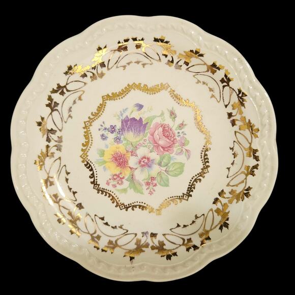 Vintage Floral Gold Trim 6" Bread Dessert Plates Set of 3 - Picture 1 of 5